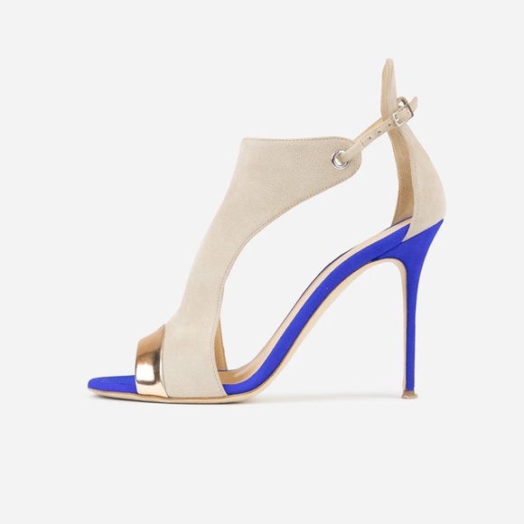 GIUSEPPE ZANOTTI  Two=Tone Suede and Metallic Leather Catie Sandals Size 38.5 - Picture 6 of 7